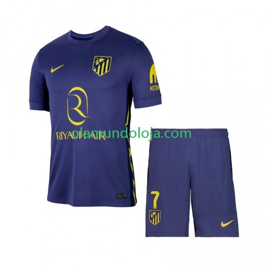 Camisola Atlético Madrid Antoine Griezmann 7 Criança Equipamento Segundo 2025-2026 Manga Curta